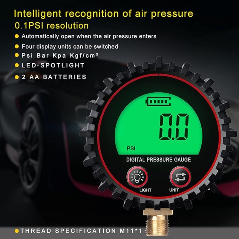 Digital Pressure Gauge M11 Thread 255psi with Rubber Protector - Image 5